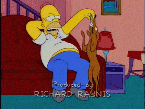 Homer The Simpsons GIF. This 480 x 360 animated GIF is part of our simpsons suspicious dog collection. Related themes include bite, the simpsons. View the…