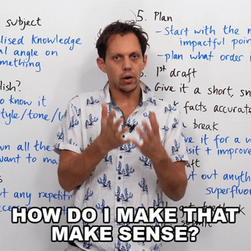How Do I Make That Make Sense Benjamin GIF. This 498 x 498 animated GIF is part of our gracias por su atencion en ingles collection. Created by engvid. View…