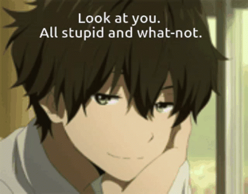 Hyouka Smug GIF. This 498 x 390 animated GIF is part of our so youre saying theres a chance animated collection. Related themes include anime. Created by…
