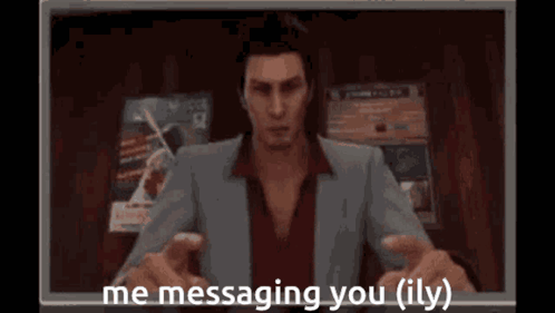 I Love You Kazuma Kiryu GIF. This 498 x 281 animated GIF is part of our messenger typing collection. Related themes include i love you, typing. Created by…