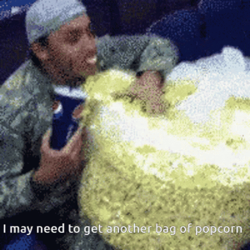 I May Need To Get Another Bag Of Popcorn GIF. This 498 x 498 animated GIF is part of our get your popcorn ready collection. Related themes include eating…
