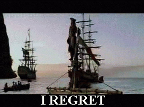 I Regret Nothing GIF. This 498 x 371 animated GIF is part of our jack sparrow sinking boat collection. Created by Spiderbat36. View the original animation…