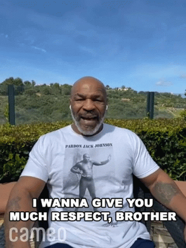 I Wanna Give You Much Respect Brother Mike Tyson GIF. This 373 x 498 animated GIF is part of our nice one bruva collection. Related themes include good job…