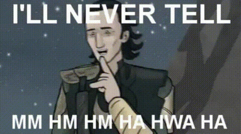 Ill Never Tell Loki Laufeyson GIF. This 498 x 277 animated GIF is part of our ill never tell collection. Related themes include laughing. Created by…