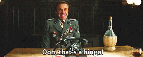 Inglourious Basterds Christoph Waltz GIF. This 498 x 199 animated GIF is part of our hans landa collection. Related themes include bingo, happy, smile. View…