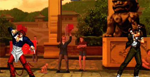 Iori Yagami Kyo Kusanagi GIF. This 498 x 258 animated GIF is part of our iori yagami collection. Created by Skeletampire. View the original animation, share…