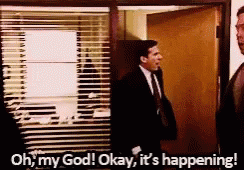 Its Happening Michael Scott GIF. This 244 x 170 animated GIF is part of our the office its happening collection. Related themes include michael scott, the…