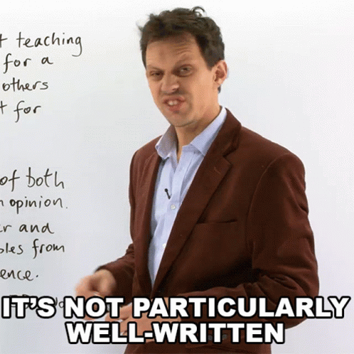 Its Not Particularly Well Written Benjamin GIF. This 498 x 498 animated GIF is part of our its bad writing collection. Created by engvid. View the original…