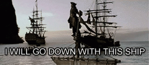 Jack Sparrow I Will Go Down With This Ship GIF. This 498 x 217 animated GIF is part of our jack sparrow sinking boat collection. Created by Sephirock38…