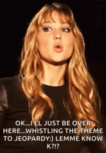 Jennifer Lawrence Whistle GIF. This 347 x 498 animated GIF is part of our jeopardy music collection. Created by KellyMezzaroba. View the original animation…