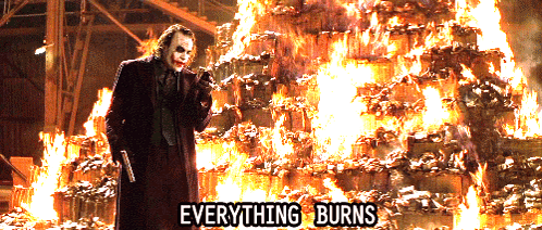 Joker Everything Burns GIF. This 498 x 212 animated GIF is part of our joker burning money collection. Related themes include joker. Created by monacot…