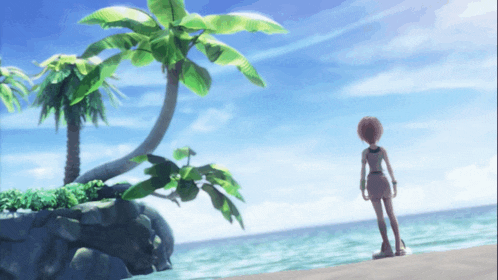 Kairi Watching The Sea On A Beach Kingdom Hearts 1 GIF