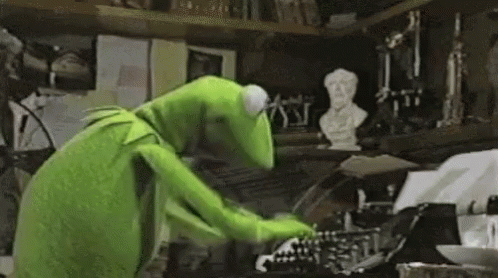 Kermit Typing Frantically Gossip GIF. This 498 x 278 animated GIF is part of our crazy typing collection. Related themes include angry, busy, drama. View…