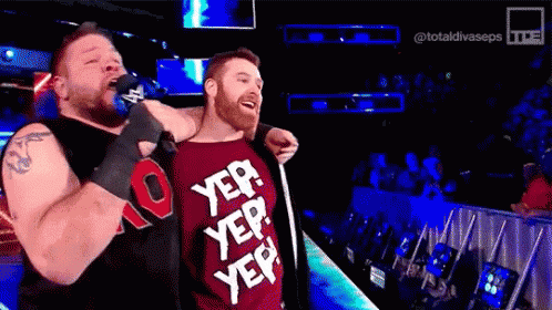 Kevin Owens Sami Zayn GIF. This 498 x 280 animated GIF is part of our kevin owens collection. Created by totaldivaseps. View the original animation, share…