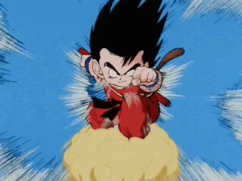 Kid Goku Flying Nimbus GIF