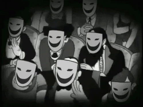 Laughing Black And White Cartoon Crowd GIF