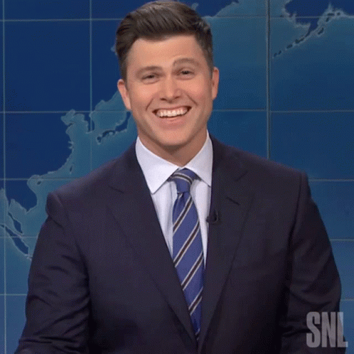 Laughing Colin Jost GIF. This 498 x 498 animated GIF is part of our lol face collection. Related themes include facepalm, haha, laughing. Created by nbcsnl…