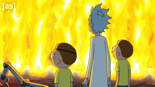 Looking At The Flames Rick GIF