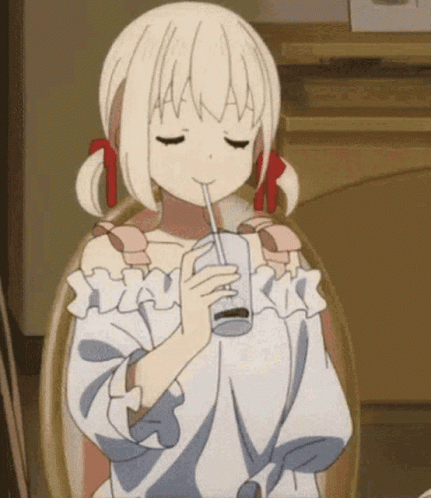 Lycoris Recoil Drink GIF