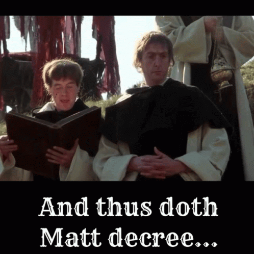 Matt Monty GIF. This 498 x 498 animated GIF is part of our monty python holy grail collection. Created by carverj3. View the original animation, share it…