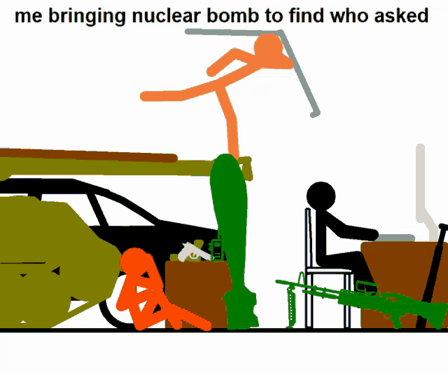 Me Bringing Nuclear Bomb To Find Who Asked Who Tf Asked GIF