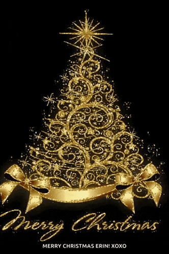 Merry Christmas Gold Tree GIF