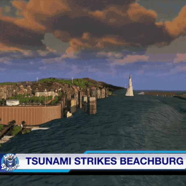 Meteor Strikes Tsunami Beachburg GIF