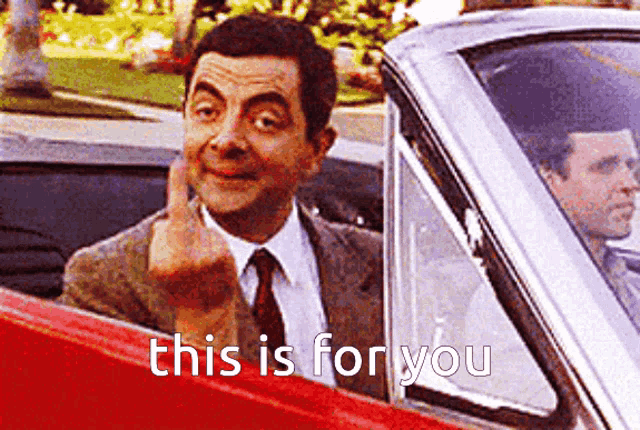 Middle Finger Mr Bean GIF