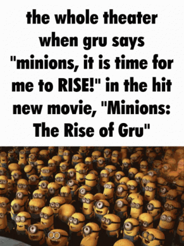 Minion Gru GIF. This 373 x 498 animated GIF is part of our minions cheering collection. Related themes include cheer, gru, meme. Created by…