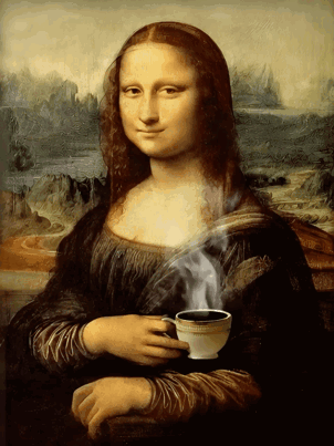 Mona Lisa Cup Of Coffee GIF