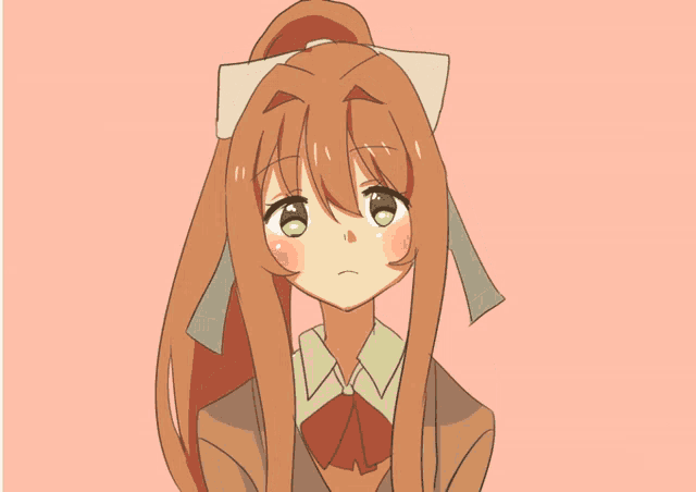 Monika Blushing GIF
