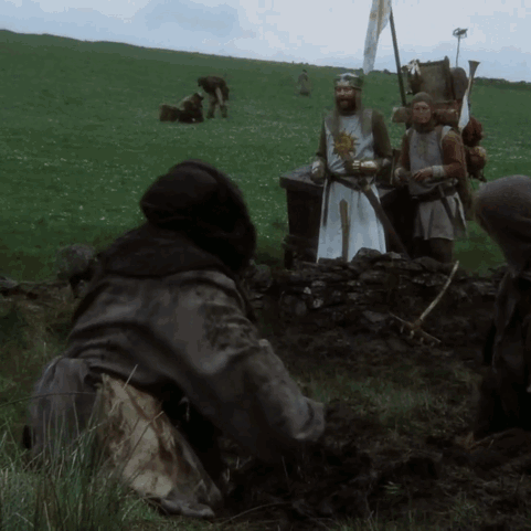 Monty Python Anarcho-syndicalist Commune Who Lives In That Castle GIF. This 481 x 481 animated GIF is part of our monty python holy grail collection…