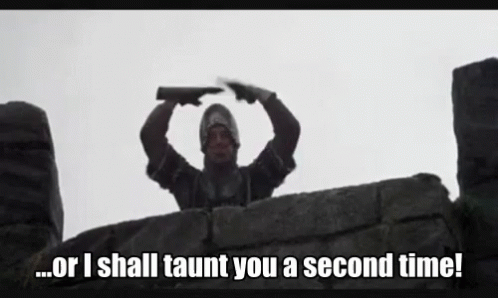 Monty Python And The Holy Grail Taunt GIF. This 498 x 298 animated GIF is part of our monty python holy grail collection. Related themes include monty…