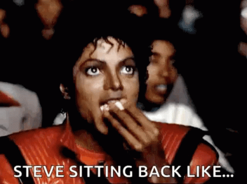 Movie Time Steve Sitting Back Like GIF
