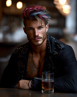Muscular Colorful Hair GIF