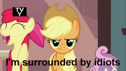 My Little Pony Applejack GIF. This 498 x 280 animated GIF is part of our im surrounded by idiots collection. Created by masoncarr2244. View the original…