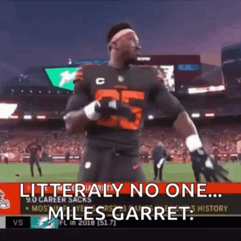 Myles Garrett Browns Cleveland GIF. This 498 x 498 animated GIF is part of our antonio brown kick collection. Related themes include dance, football…