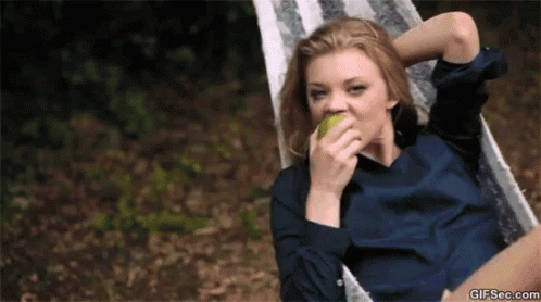 Natalie Dormer Eat GIF. This 498 x 278 animated GIF is part of our natalie dormer apple collection. Related themes include eat, eating, smile. View the…