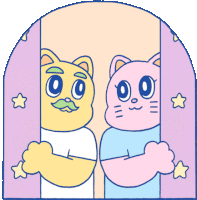 Nene And Coco Closing The Curtains Sticker