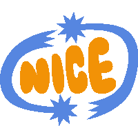 Nice Blue Star Streams Around Nice In Yellow Bubble Letters Sticker