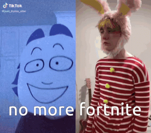No More Fortnite Fortnite GIF. This 498 x 441 animated GIF is part of our trigglypuff collection. Related themes include fortnite, meme. Created by…