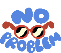No Problem Red Sunglasses Between No Problem In Blue Bubble Letters Sticker