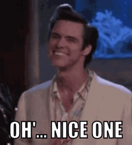 Oh Nice One Jim Carrey GIF. This 455 x 498 animated GIF is part of our nice one bruva collection. Related themes include jim carrey, laugh, smile. Created…