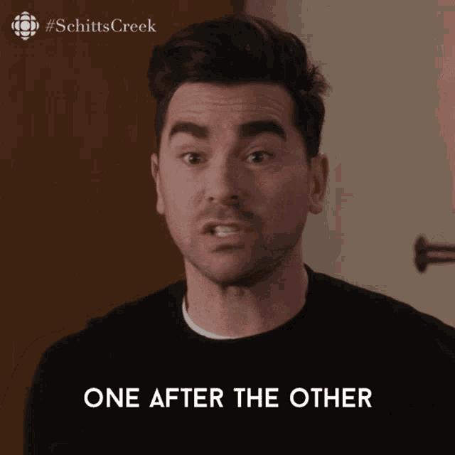 One After The Other Consecutively In A Row Dan Levy GIF