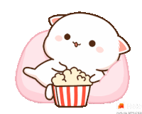 Peach Cat Movie Time Sticker