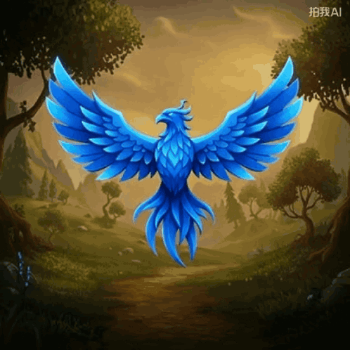 Phénix Bleu Bonjour GIF