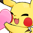 Pikachu Half Heart2 Pikachu Sticker