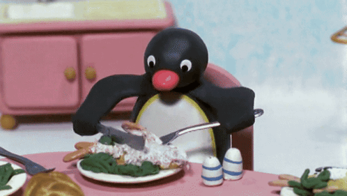 Pingu Fast Eating GIF