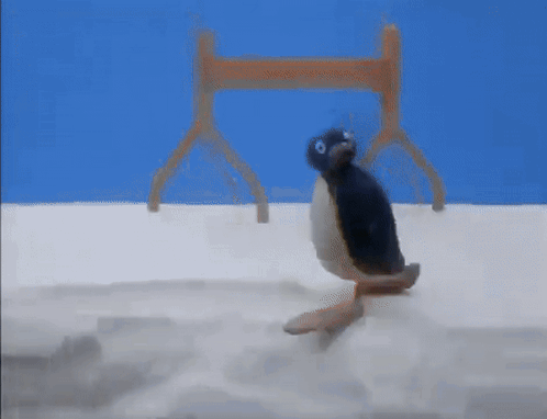 Pingu Sliding On Hill GIF