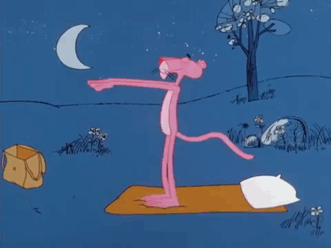 Pink Panther Sleep Eating GIF